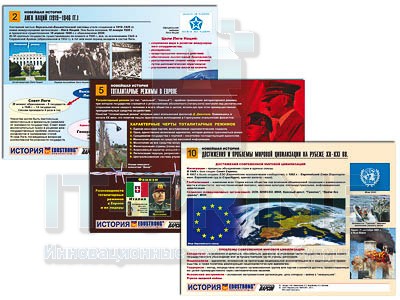 Комплект таблиц по истории раздат. "Новейшая история" (цвет., лам., А4, 10 шт.)