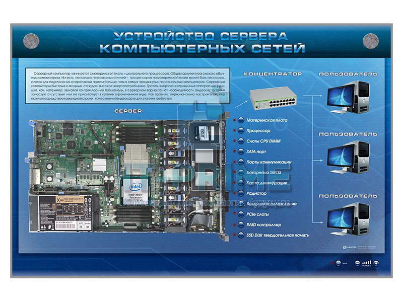 Электрифицированный стенд "Устройство сервера, компьютерных сетей"