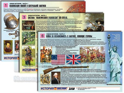 Комплект таблиц по истории раздат. "Новая история. Ч1" (цвет., лам., А4, 6 шт.)