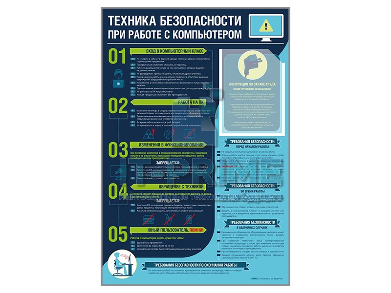 Стенд-уголок "Техника безопасности при работе на компьютере в общеобразовательных учреждениях"